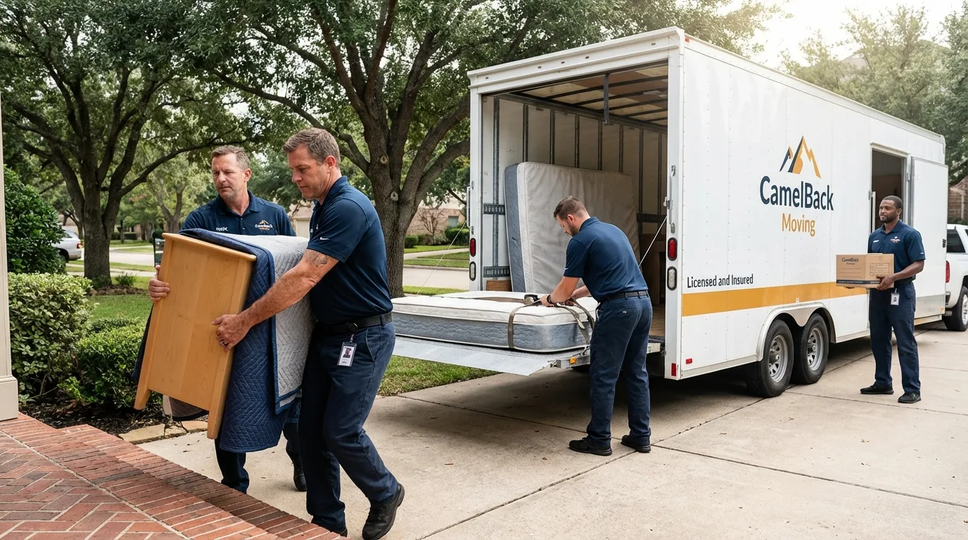 Crew loading residential truck for cross-state move from Pomeroy, OH