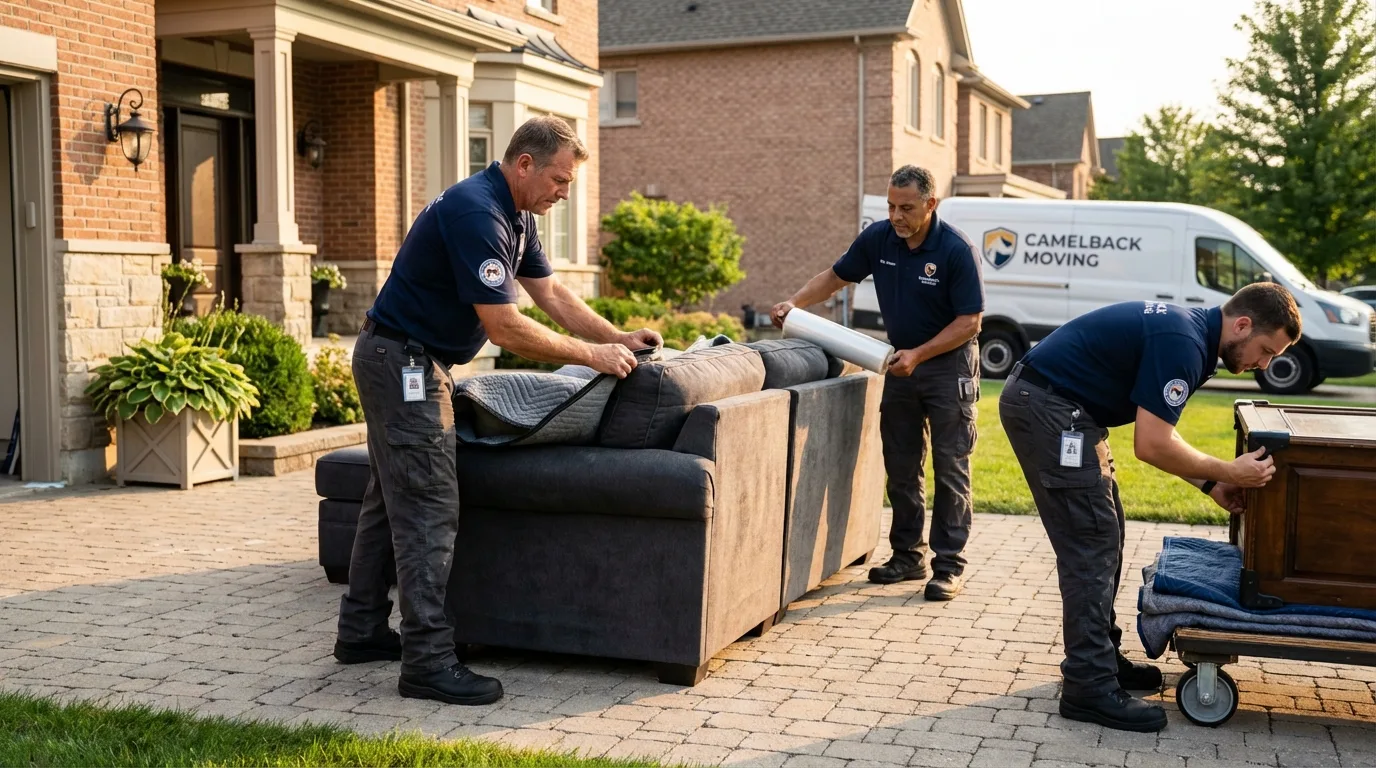 Large estate moving crew wrapping furniture in Pomeroy, OH